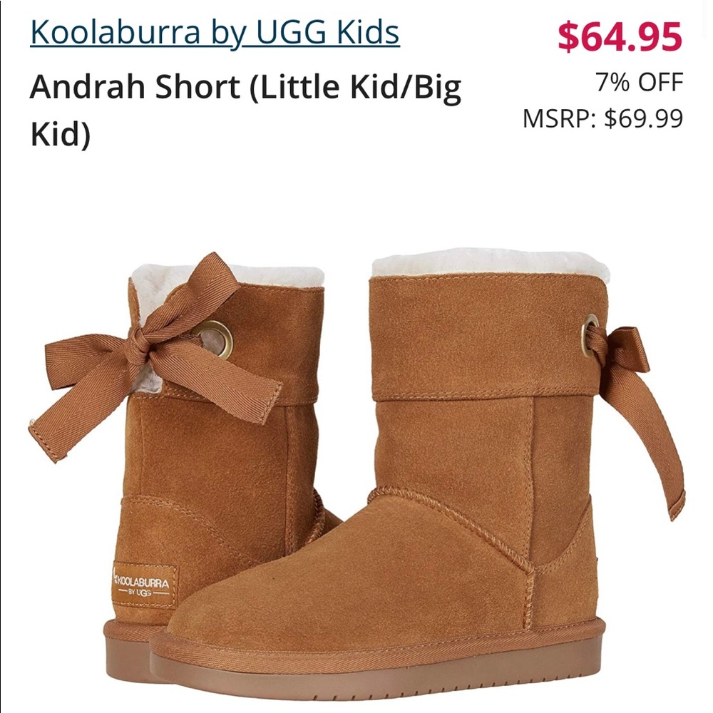 Kookaburra by UGG brown fur boots youth size 2